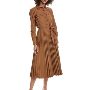Derek LamPleated Midi Shirt Dress in Brown